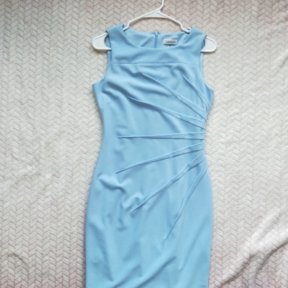 Calvin Klein Light Blue Sunburst Sheath Dress